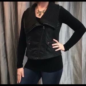 Montanaco Black Pleather Vest Zip Frnt Shaw Collar